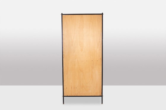 Image 1 of Paire D’Armoires En Placage D’Acajou Et Fer Laqué Noir. Années 1950.