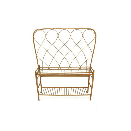 Jardinière scandinave vintage en rotin, Suède 1960