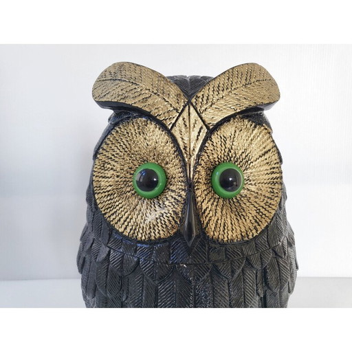 Seau à glace vintage en forme de hibou, 1970