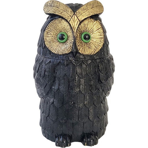 Seau à glace vintage en forme de hibou, 1970