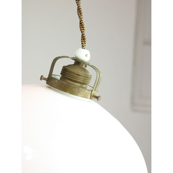 Image 1 of Lampe suspendue vintage en céramique et laiton, Italie