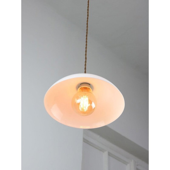 Image 1 of Lampe suspendue vintage en céramique et laiton, Italie