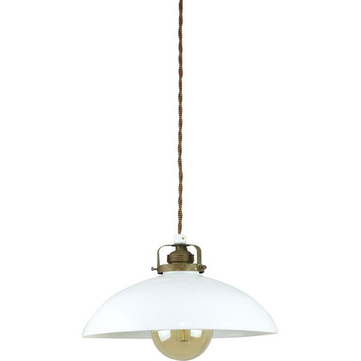 Lampe suspendue vintage en céramique et laiton, Italie