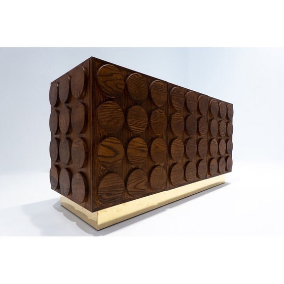 Image 1 of Buffet vintage à 3 portes en bois et laiton, Italie