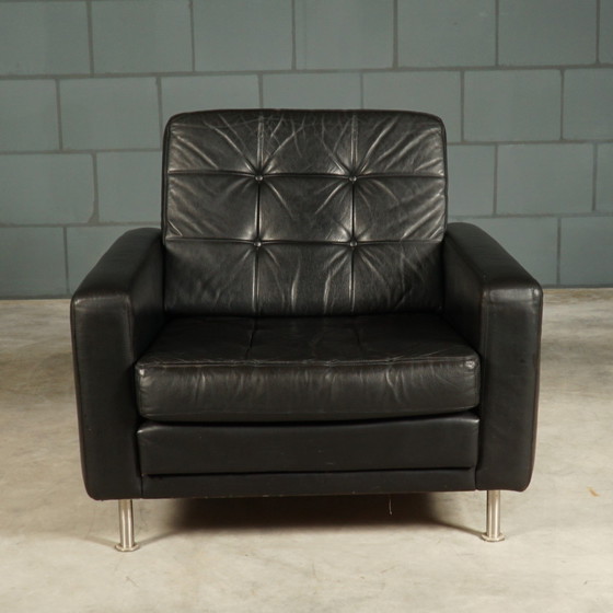 Image 1 of Fauteuil en cuir vintage - noir - années 1970