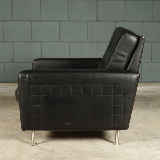 Image 1 of Fauteuil en cuir vintage - noir - années 1970