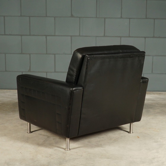 Image 1 of Fauteuil en cuir vintage - noir - années 1970