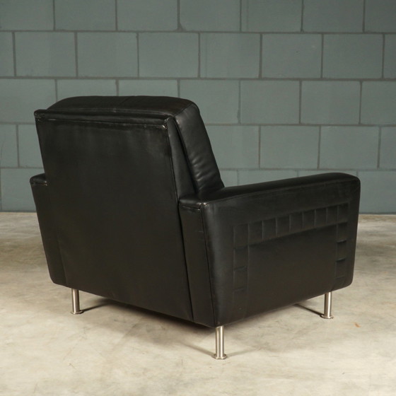 Image 1 of Fauteuil en cuir vintage - noir - années 1970