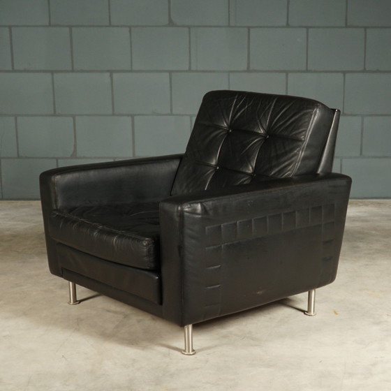 Image 1 of Fauteuil en cuir vintage - noir - années 1970