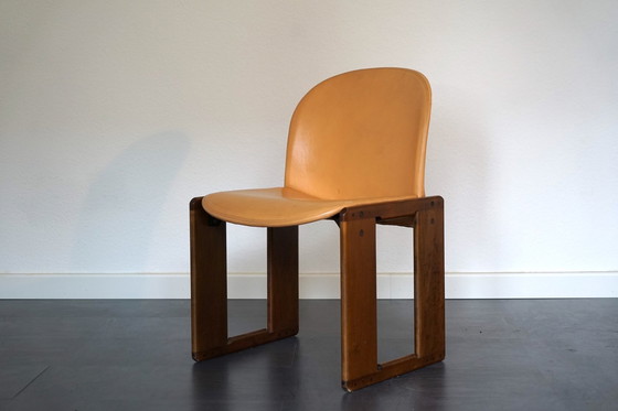 Image 1 of  Fauteuil d'appoint en cuir cognac Par Tobia Scarpa Pour B&B Italia, 1970s