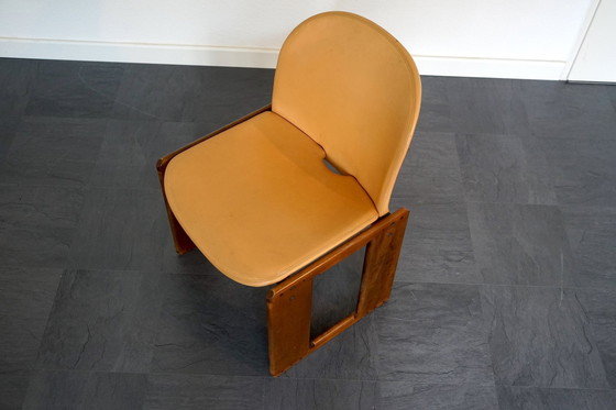 Image 1 of  Fauteuil d'appoint en cuir cognac Par Tobia Scarpa Pour B&B Italia, 1970s