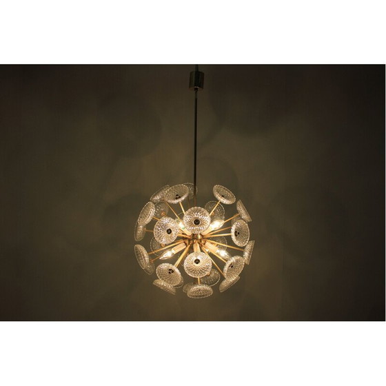Image 1 of Lampe suspendue vintage en verre et métal par Kamenický Šenov, 1970
