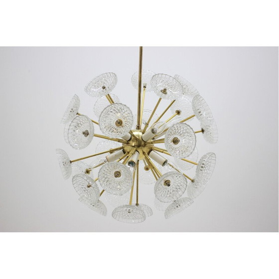 Image 1 of Lampe suspendue vintage en verre et métal par Kamenický Šenov, 1970