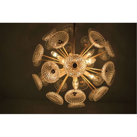Image 1 of Lampe suspendue vintage en verre et métal par Kamenický Šenov, 1970