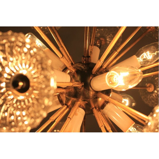 Image 1 of Lampe suspendue vintage en verre et métal par Kamenický Šenov, 1970