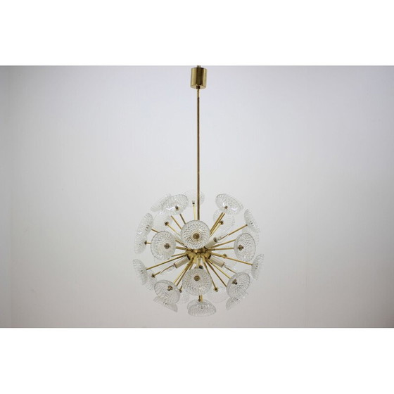 Image 1 of Lampe suspendue vintage en verre et métal par Kamenický Šenov, 1970