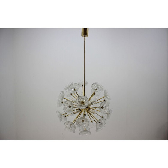 Image 1 of Lampe suspendue vintage en verre et métal par Kamenický Šenov, 1970