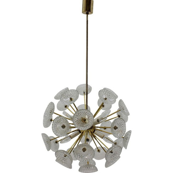 Image 1 of Lampe suspendue vintage en verre et métal par Kamenický Šenov, 1970