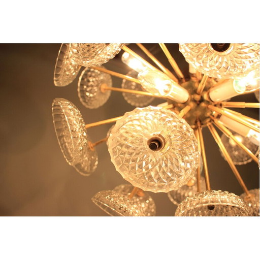 Lampe suspendue vintage en verre et métal par Kamenický Šenov, 1970