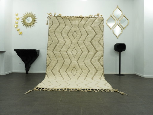 Tapis berbère - 252 Cm X 154 Cm - Laine blanche