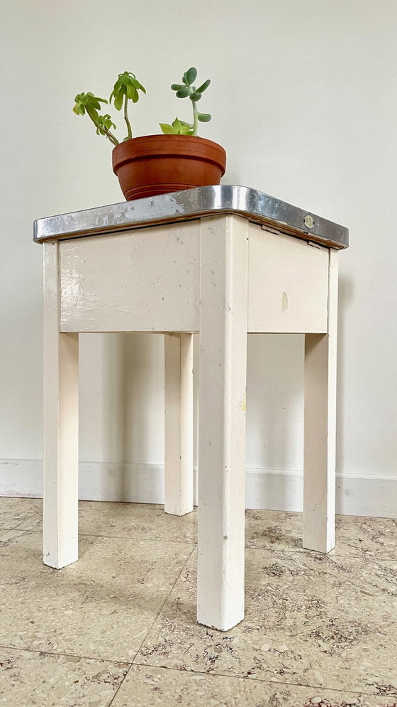 Image 1 of Tabouret Coffre Vintage En Bois