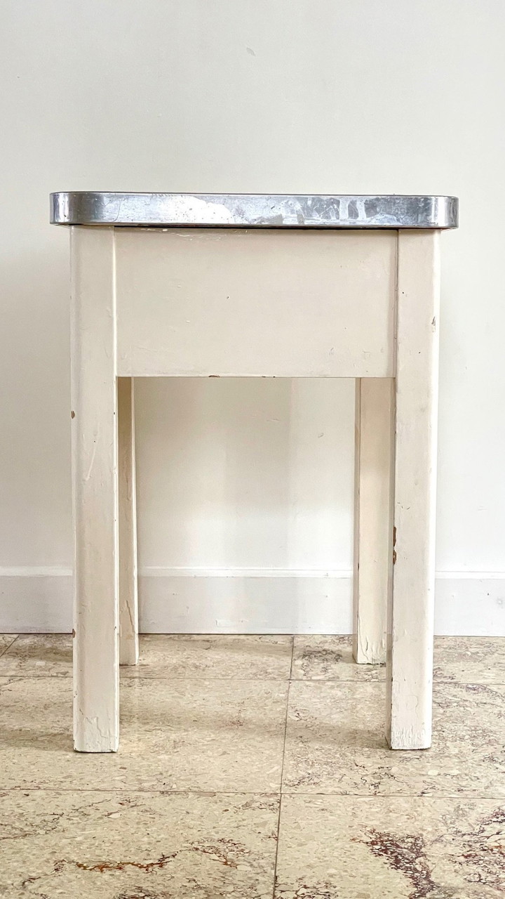 ANCIEN TABOURET EN Formica Bleu Marbre Annees 60 Vintage Marche-Pied EUR 25,00 - FR
