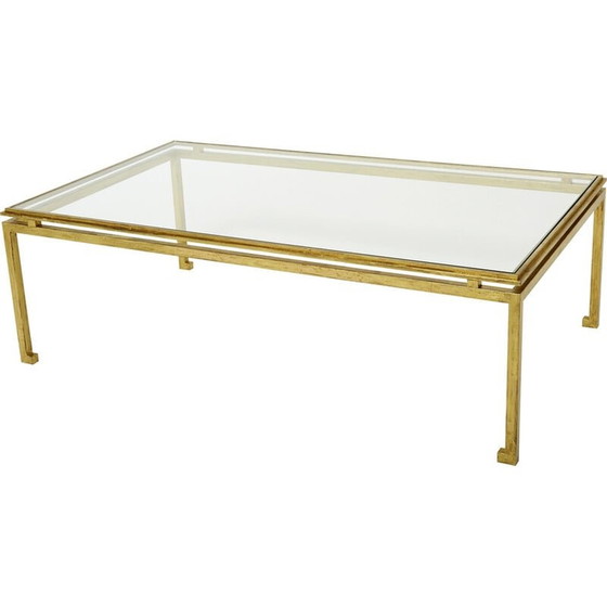 Image 1 of Table basse vintage en fer forgé et verre par Maison Ramsay, 1950