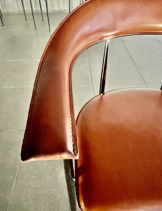 Image 1 of 4X chaises P40 en cuir Fasem vintage par Vegni & Gualtierotti