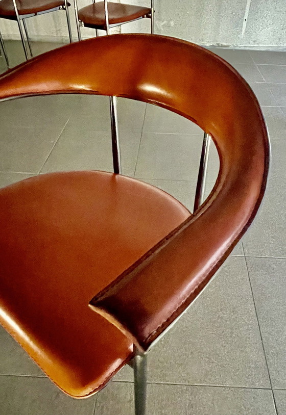 Image 1 of 4X chaises P40 en cuir Fasem vintage par Vegni & Gualtierotti