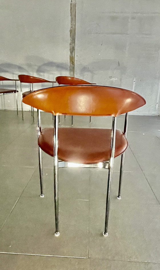 Image 1 of 4X chaises P40 en cuir Fasem vintage par Vegni & Gualtierotti