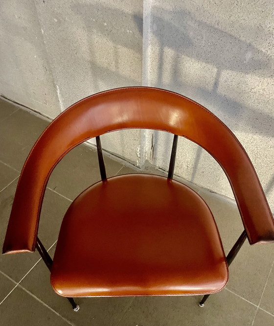 Image 1 of 4X chaises P40 en cuir Fasem vintage par Vegni & Gualtierotti