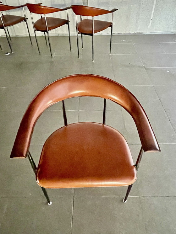 Image 1 of 4X chaises P40 en cuir Fasem vintage par Vegni & Gualtierotti