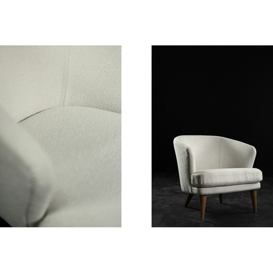 Image 1 of Fauteuil bas vintage en chêne et tissu, 1960