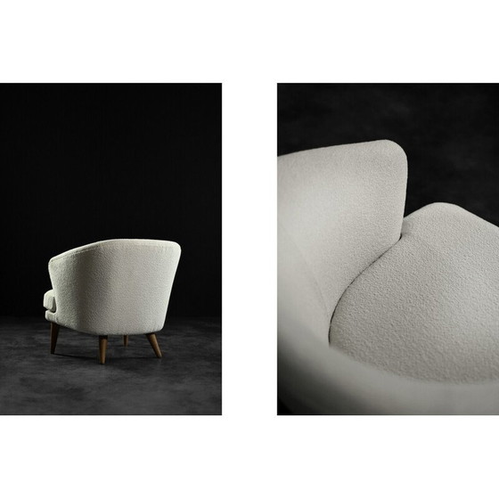 Image 1 of Fauteuil bas vintage en chêne et tissu, 1960
