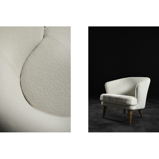 Image 1 of Fauteuil bas vintage en chêne et tissu, 1960