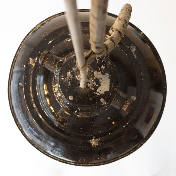 Image 1 of Suspension émaillée vintage avec globe en verre, Tchécoslovaquie 1950