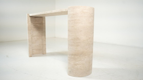 Image 1 of Contemporary Italian Travertine Console