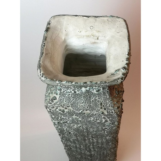 Image 1 of Vase de sol vintage en céramique turquoise fait à la main par Bela Mihaly, 1970