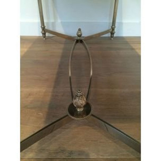 Image 1 of Table basse vintage en argent avec plateau en verre laqué noir, 1940