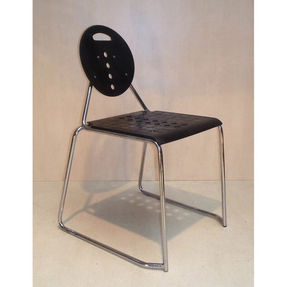 Image 1 of Ensemble de 6 chaises de bureau vintage en métal par Carlo Bimbi et Nilo Gioacchini, 1980