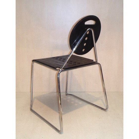 Image 1 of Ensemble de 6 chaises de bureau vintage en métal par Carlo Bimbi et Nilo Gioacchini, 1980