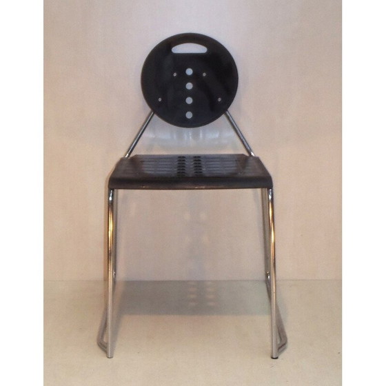 Image 1 of Ensemble de 6 chaises de bureau vintage en métal par Carlo Bimbi et Nilo Gioacchini, 1980