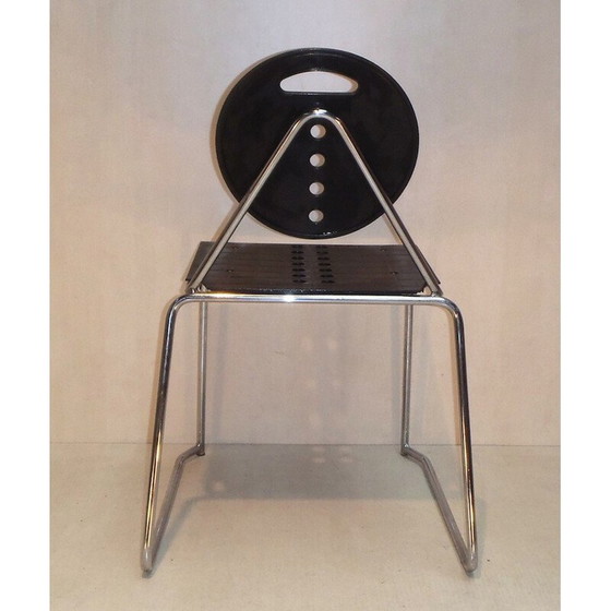 Image 1 of Ensemble de 6 chaises de bureau vintage en métal par Carlo Bimbi et Nilo Gioacchini, 1980