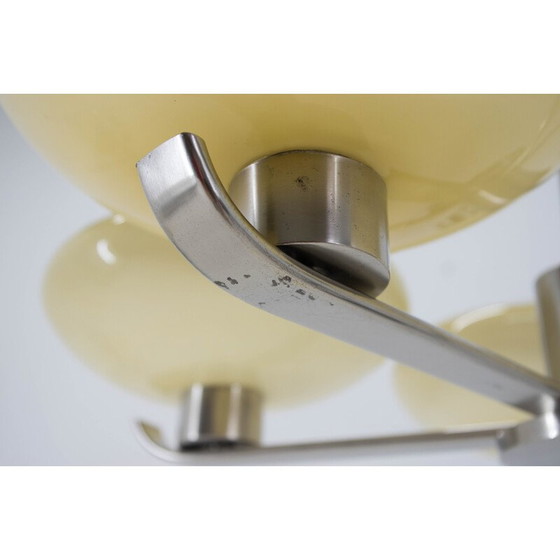 Image 1 of Lustre vintage, Art Deco en nickel et verre avec 5 flammes, 1930