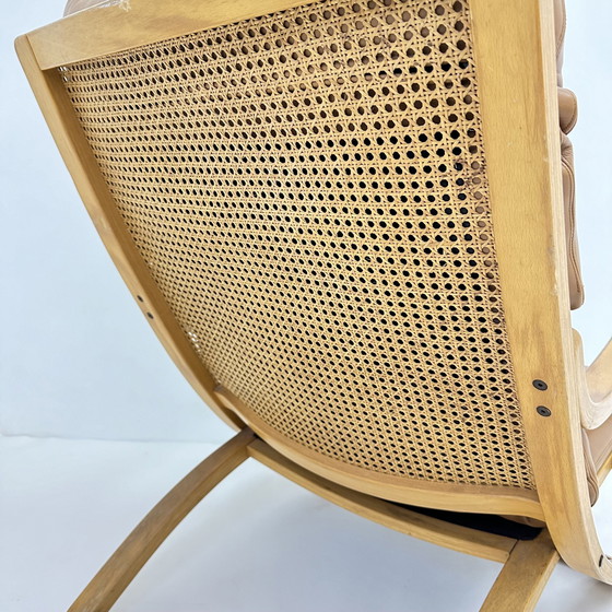 Image 1 of Chaise longue vintage en cuir cognac avec sangles, 1970S