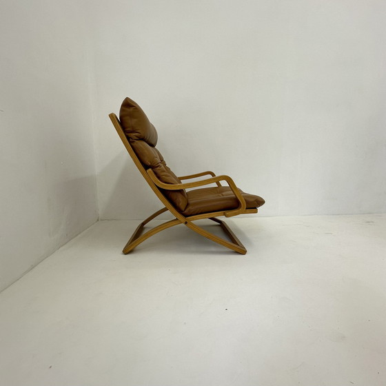Image 1 of Chaise longue vintage en cuir cognac avec sangles, 1970S