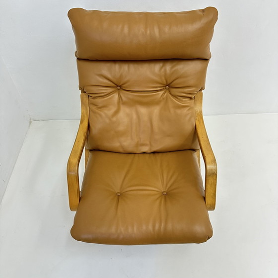 Image 1 of Chaise longue vintage en cuir cognac avec sangles, 1970S