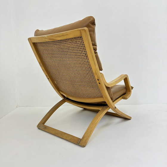 Image 1 of Chaise longue vintage en cuir cognac avec sangles, 1970S