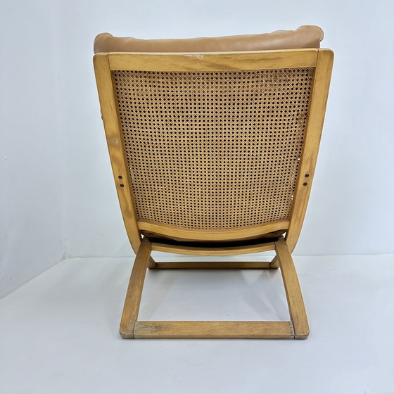 Image 1 of Chaise longue vintage en cuir cognac avec sangles, 1970S