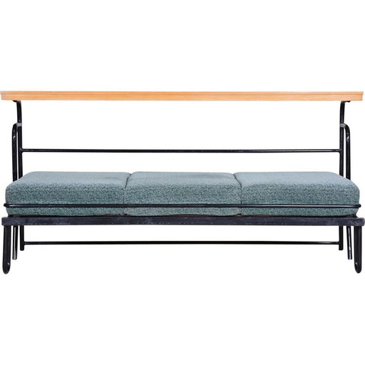 Canapé Bauhaus vintage marron et bleu, années 1930